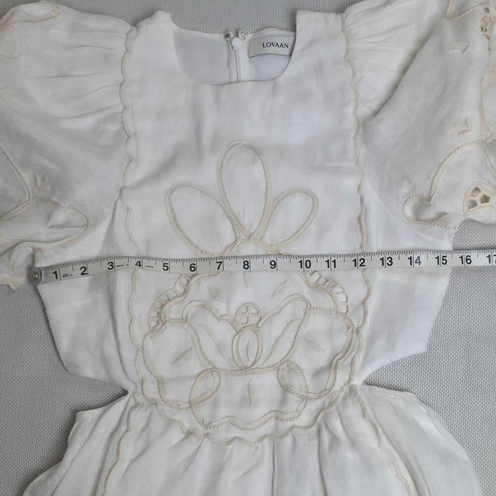 Lovaan Freya Embroidered Linen Midi Dress White Size 4 Nwt — image 8 of 8